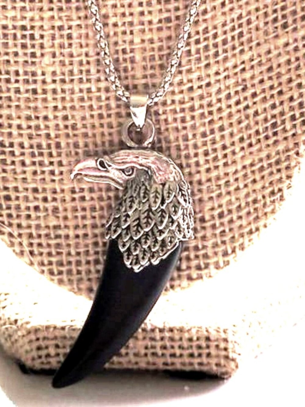 Silver Unisex Eagle Head Necklace